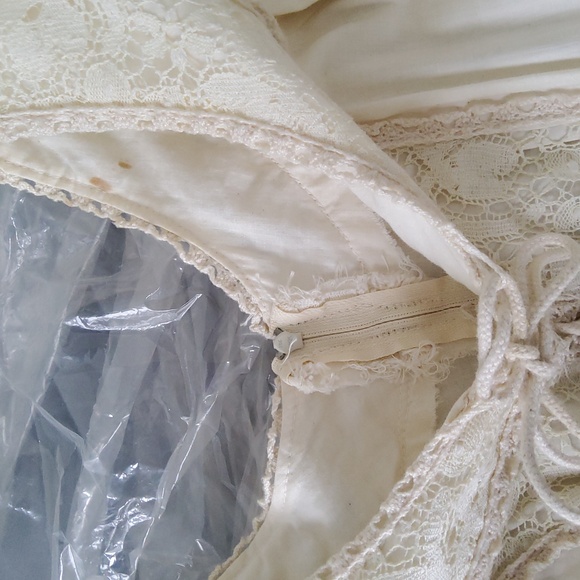 Gunne Sax / Black Label 60s Cream Cotton & Lace Boho Maxi Dress - Picture 11 of 16